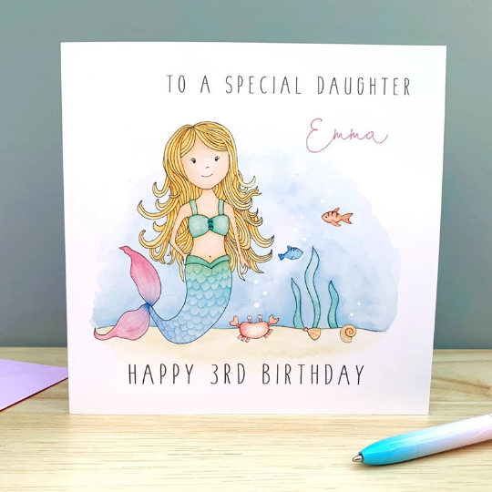 Personalised Mermaid Birthday Card